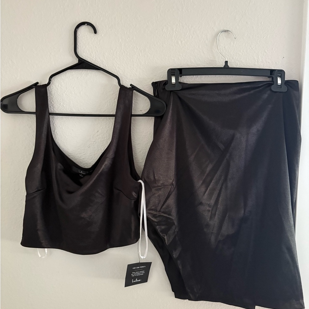 Lulu's Black Satin Top
